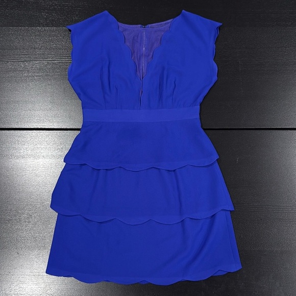 Cooperative Blue Scalloped Layered Peplum Mini Dress - 4 - Picture 7 of 11